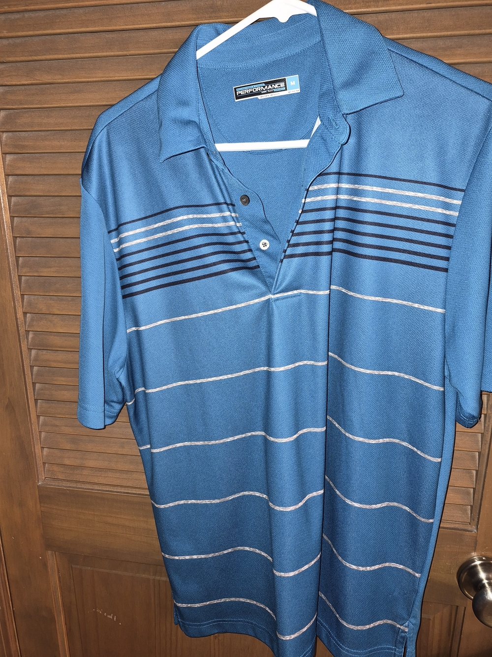 Roundtree & Yorke Blue Striped Performance Polo